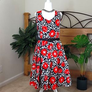 City Chic - XL/size 22 Dress w/ Red Poppies